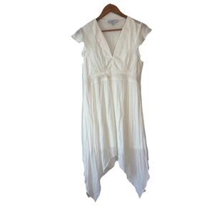 White Flowy Fairy Dress M Asymmetrical Flutter Sleeve‎ Angelcore Ethereal Dainty
